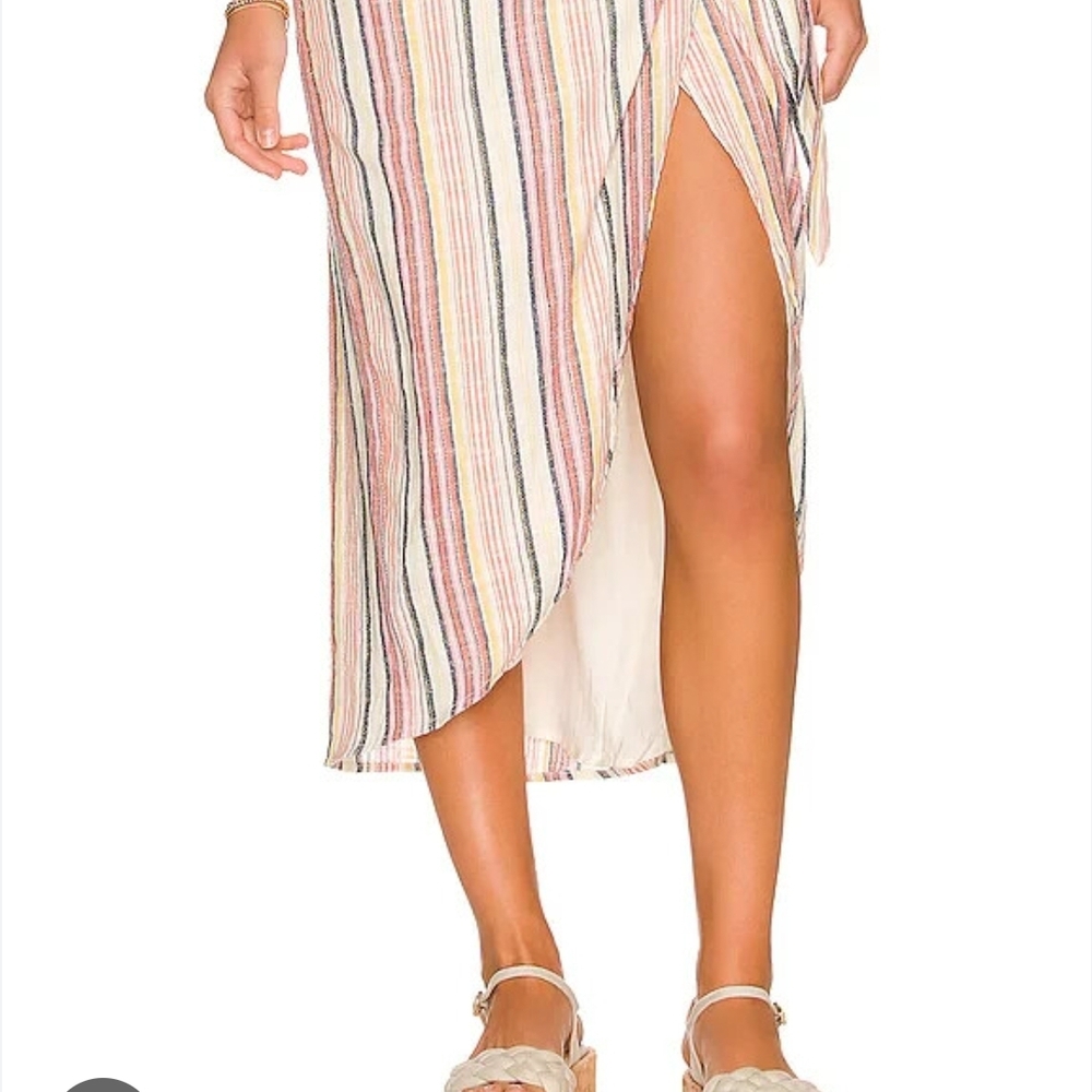 Free People Multicolor Striped Midi Skirt